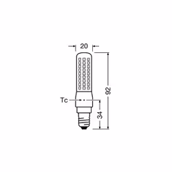 OSRAM LED Superstar Special T SLIM, Dimmable slim LED special lamp, E14 base, Warm white (2700K), replacement for conventional 60W lamp, 6-pack