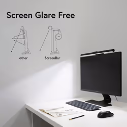 BenQ ScreenBar Monitor Light LED Light Bar with Auto Dimming, Stepless Hue Adjustment & Touch Control, Space Saving Home Office Lamp, Eye Caring, No