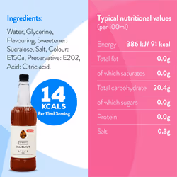 Simply Sugar Free Hazelnut Syrup, Low Calorie, Vegan & Nut Free Flavoured Syrup for Coffee, Cocktails & Baking (1 Litre)