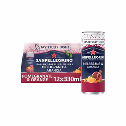 San Pellegrino Italian Sparkling Drinks Tastefully Light Sparkling Pomegranate & Orange Canned Soft Drink 12 x 330ml | 68 kCa ...