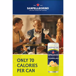 San Pellegrino Italian Sparkling Drinks Tastefully Light Sparkling Grapefruit Canned Soft Drink 12 x 330ml | 70 kCals per Can