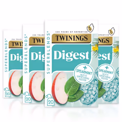 Twinings Superblends Digest Tea - Spearmint Herbal Tea Infusion with Apple, Rooibos & Baobab - 80 x Biodegradable Tea Bags