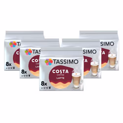 Tassimo Costa Latte Coffee Pods x8 (Pack of 5, Total 40 Drinks)