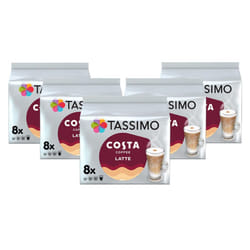 Tassimo Costa Latte Coffee Pods x8 (Pack of 5, Total 40 Drinks)