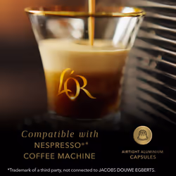 L'OR Espresso Ristretto Decaf Coffee Pods x10 Intensity 9 (Pack of 10, Total 100 Capsules)