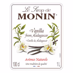 MONIN Premium Vanilla Syrup 1L for Coffee and Cocktails. Vegan-Friendly, Allergen-Free, 100% Natural Flavours and Colourings