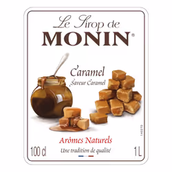 MONIN Premium Caramel Syrup 1L for Coffee and Cocktails. Vegan-Friendly, Allergen-Free, 100% Natural Flavours and Colourings
