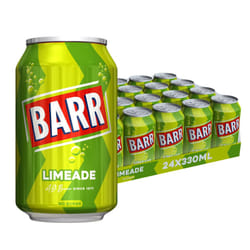 BARR since 1875, 24 Pack Zingy Limeade, Zero No Sugar Lime Flavoured Fizzy Drink "Fizzingly Fun" - 24 x 330ml Cans
