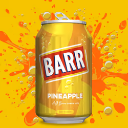 BARR since 1875, 24 Pack Sparkling Pineapple Soda, Zero No Sugar Pineapple Flavoured Fizzy Drink "Fizzingly Fun" - 24 x 330ml Cans