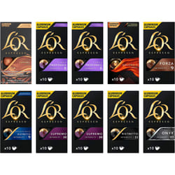 L'OR Espresso Variety Pack Nespresso Compatible Coffee Pods (Pack of 10, Total 100 Coffee Capsules)