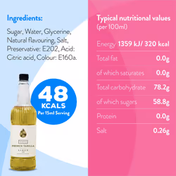 Simply French Vanilla Syrup, Vegan & Nut Free Flavoured Syrup for Coffee, Cocktails & Baking (1 Litre)
