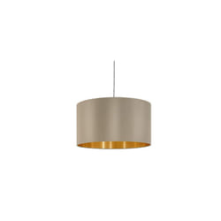 Eglo Maserlo Pendant Light, Gold Matt Nickel Stee and Taupe Fabric Hanging Lamp, Dining and Living Room Ceiling Lighting, E27 Socket, ? 6 inches