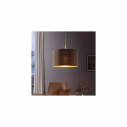 Eglo Maserlo Pendant Light, Gold Matt Nickel Stee and Taupe Fabric Hanging Lamp, Dining and Living Room Ceiling Lighting, E27 Socket, ? 6 inches