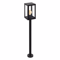 Eglo Alamonte 1 Outdoor Lamppost, Black Glavanized Steel and Clear Glass Driveway Light, Electric Garden Lighting, E27 Socket ...