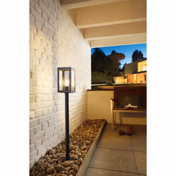 Eglo Alamonte 1 Outdoor Lamppost, Black Glavanized Steel and Clear Glass Driveway Light, Electric Garden Lighting, E27 Socket, IP44