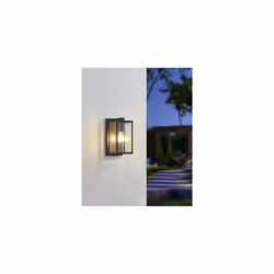Eglo Outdoor Wall lamp Budrone, Outside Porch Lighting, Vintage Porch Lighting, Made of Metal in Black and Glass in Transparent, E27 Socket, IP44