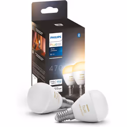 Philips Hue White Ambiance Luster Smart LED Light Bulb 2 Pack [E14 Edison Screw] for Indoor Home Lighting, Livingroom, Bedroo ...