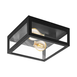 Eglo Alamonte 1 Outdoor Ceiling lamp, 2-Flame Outdoor Wall Light, Black galvanised Steel with Clear Glass Ceiling Light, E27 Socket, IP44