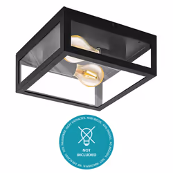 Eglo Alamonte 1 Outdoor Ceiling lamp, 2-Flame Outdoor Wall Light, Black galvanised Steel with Clear Glass Ceiling Light, E27 Socket, IP44
