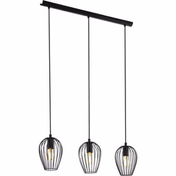 EGLO Newtown Vintage 3-Flame Pendant Lamp, Retro Black Steel Hanging Light, E27 Socket