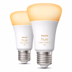 Philips Hue White Ambiance Smart Light Bulb 60W - 800 Lumen 2 Pack [E27 Edison Screw] with Bluetooth. Works with Alexa, Google Assistant and Apple