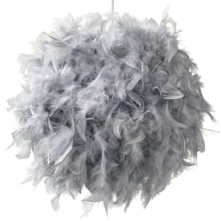 ESSENCE Lights, Fluffy Feather Lampshade 40cm Grey, Feather Light Shade Ceiling, Pendant, Table and Floor lamp, Suitable for Living Room, Decoration