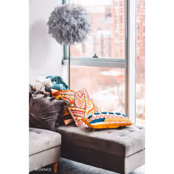 ESSENCE Lights, Fluffy Feather Lampshade 40cm Grey, Feather Light Shade Ceiling, Pendant, Table and Floor lamp, Suitable for Living Room, Decoration