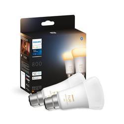 Philips Hue White Ambiance Smart Bulb Twin Pack LED [B22 Bayonet Cap] - 800 Lumens (60W Equivalent). Works with Alexa, Google Assistant and Apple