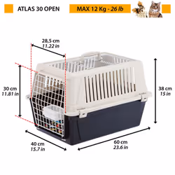 Ferplast Atlas 30 Open Dog Carrier Large Cat Carrier- Portable Dog Travel Carrier, Open Top Design, Comfortable Handle, Ideal for Medium Dogs up to 12