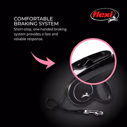 FLEXI? New Classic Retractable Dog Leash (Cord), Ergonomic, Durable and Tangle Free Pet Walking Leash for Dogs Up to 26 lbs, 26 ft, Small, Black