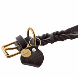 HUNTER Sansibar Solid Dog Collar Leather Heavy Duty Grippy Braided 45 (S-M) Black