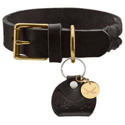 HUNTER Sansibar Solid Dog Collar Leather Heavy Duty Grippy Braided 55 (M) Black