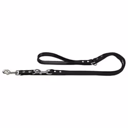 HUNTER Nickel-Plated Split-Leather Basic Training Lead Rope, 18 x 200 cm, Large, Black/Nappa Black