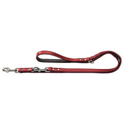 HUNTER Nickel-Plated Split-Leather Basic Training Lead Rope, 13 x 200 cm, Medium, Red/Nappa Black