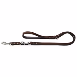 HUNTER Nickel-Plated Split-Leather Basic Training Lead Rope, 18 x 200 cm, Large, Brown/Nappa Black