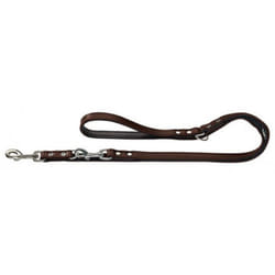 HUNTER Nickel-Plated Split-Leather Basic Training Lead Rope, 18 x 200 cm, Large, Brown/Nappa Black