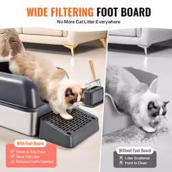 VEVOR Cat Litter Box, 6 inches Deep, XL Extra Large Stainless Steel Cat Litter Box with Scoop, Wide Filtering Foot Board & High Sides, Enclosed