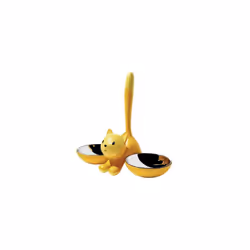 Alessi | Tigrito AMMI09 B - Design Cat Bowl, 18/10 Stainless Steel and Thermoplastic Resin, Black