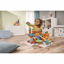 VTech Marble Rush Corkscrew Challenge, Construction Toys for Kids with 10 Marbles and 100 Building Pieces, Electronic Marble Run, Colour-Coded