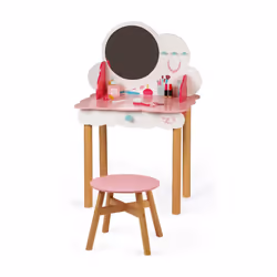 Janod - P'tite Miss Wooden Dressing Table for Children - 10 Accessories Included - Pretend Play - For children from the Age o ...