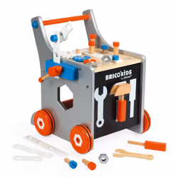 Janod - Brico'Kids Wooden Diy Trolley for Children - Magnetic - Pretend Play - 25 Tools and Accessories Included - For childr ...
