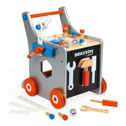 Janod - Brico'Kids Wooden Diy Trolley for Children - Magnetic - Pretend Play - 25 Tools and Accessories Included - For children from the Age of 18