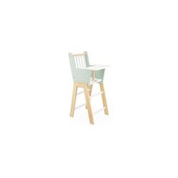 Janod - Zen FSC Wood Highchair - Pretend Play Toy - Accessory for Dolls up to 42 cm - 3 Years +, J05901,Water Green/White
