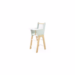 Janod - Zen FSC Wood Highchair - Pretend Play Toy - Accessory for Dolls up to 42 cm - 3 Years +, J05901,Water Green/White
