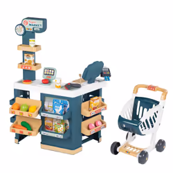 Smoby - Supermarket, Children's Shopping Trolley Included, Mechanical Scale, Electronic Functions and 42 Accessories for a fu ...