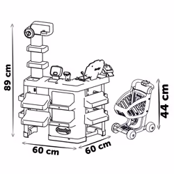 Smoby - Supermarket, Children's Shopping Trolley Included, Mechanical Scale, Electronic Functions and 42 Accessories for a full shopping experience,