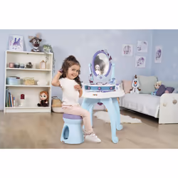 Smoby Disney, Frozen 2 in 1 Hairdressing Table, 10 accessories: 1 stool, 2 flasks, 1 necklace, 1 plastic headband, 3 rings, 1 bracelet, 1 hair clip, 1