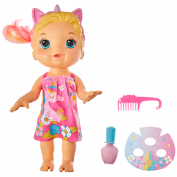 Baby Alive Baby Beauty Doll 32.5 cm Bathing Unicorn Theme Makeup and Magic Nails Blonde Hair Children F3564 Multicoloured