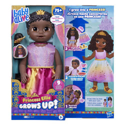 Baby Alive Princess Ellie Grows Up! Black Hair Doll, Interactive Baby Doll with Accessories, Talking Baby Dolls, Toys for 3 Year Old Girls and Boys