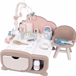 Smoby BABY NURSE NURSERY 17 piece Playset - Complete space for the child to care of their baby includes Electronic baby phone ...